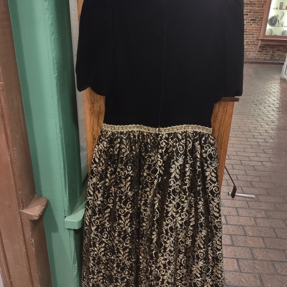 Vintage 80s Scott McClintock Prom Evening Formal Dress Velvet Cocktail Black 10 - Picture 9 of 12